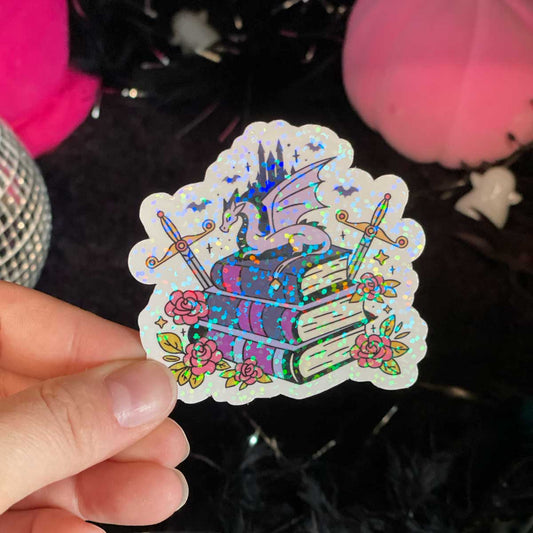 Fantasy Book Lover Vinyl Sticker - Art By Taura