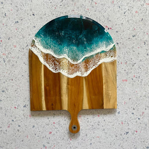 Ocean Wave Acacia Wood Charcuterie Board - F - Art By Taura