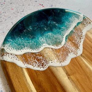 Ocean Wave Acacia Wood Charcuterie Board - F - Art By Taura