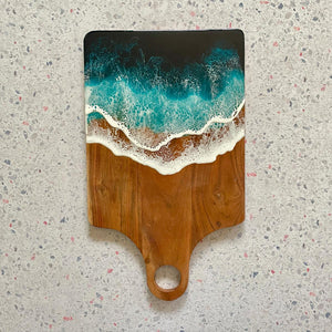 Ocean Wave Acacia Wood Charcuterie Board - G - Art By Taura