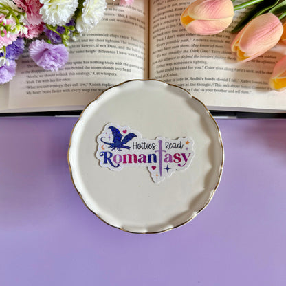 Hotties Read Romantasy Vinyl Sticker - Art By Taura