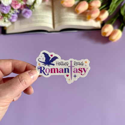 Hotties Read Romantasy Vinyl Sticker - Art By Taura