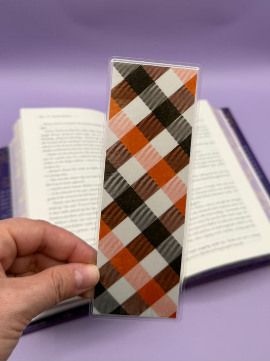 Ghosts-Orange Plaid Double Sided Bookmark - Art By Taura