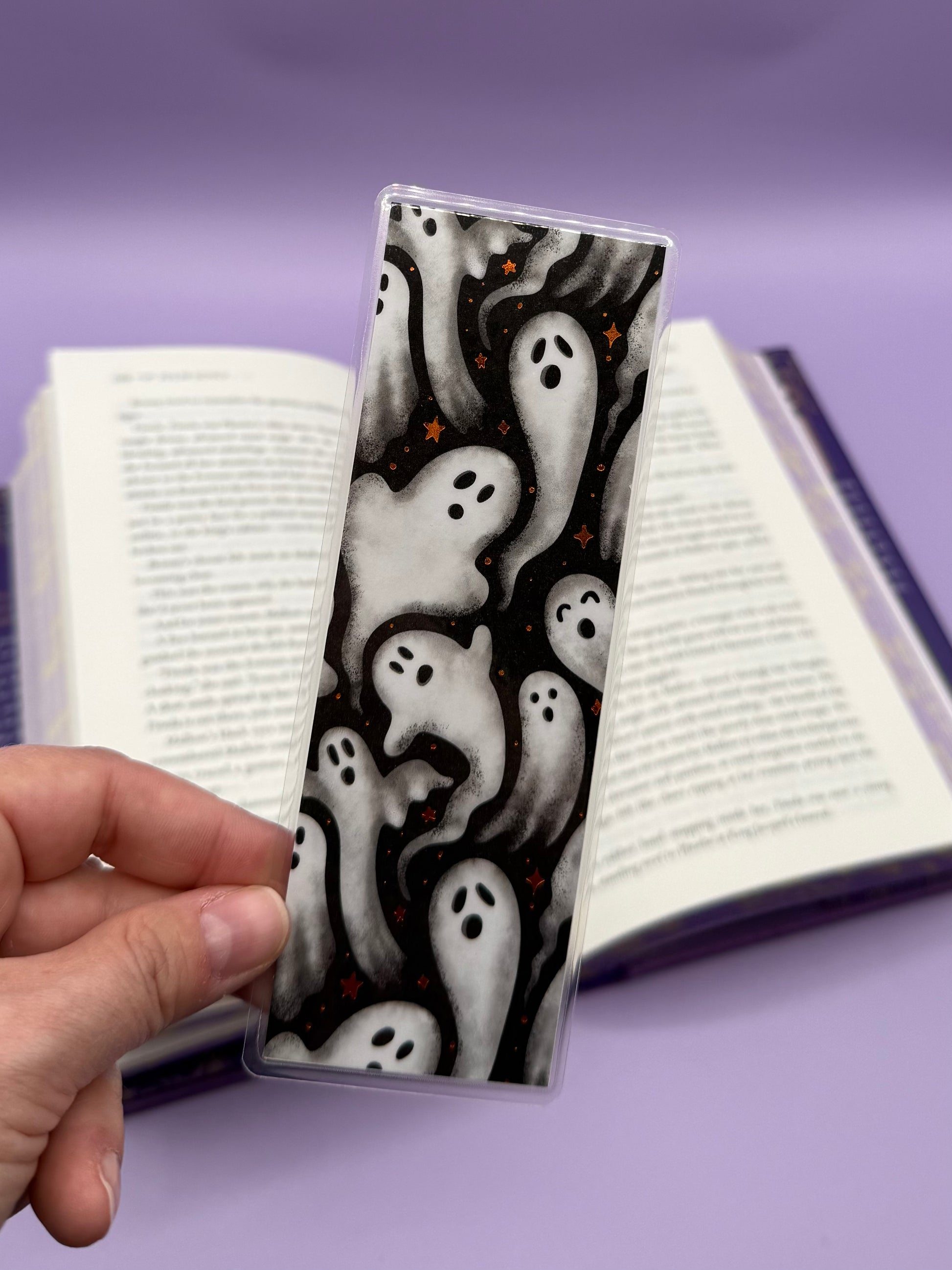Ghosts-Orange Plaid Double Sided Bookmark - Art By Taura