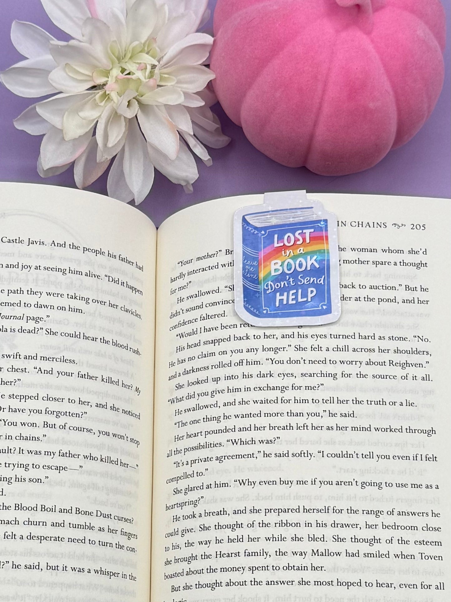 Lost in a Book Don't Send Help Magnetic Bookmark - Art By Taura