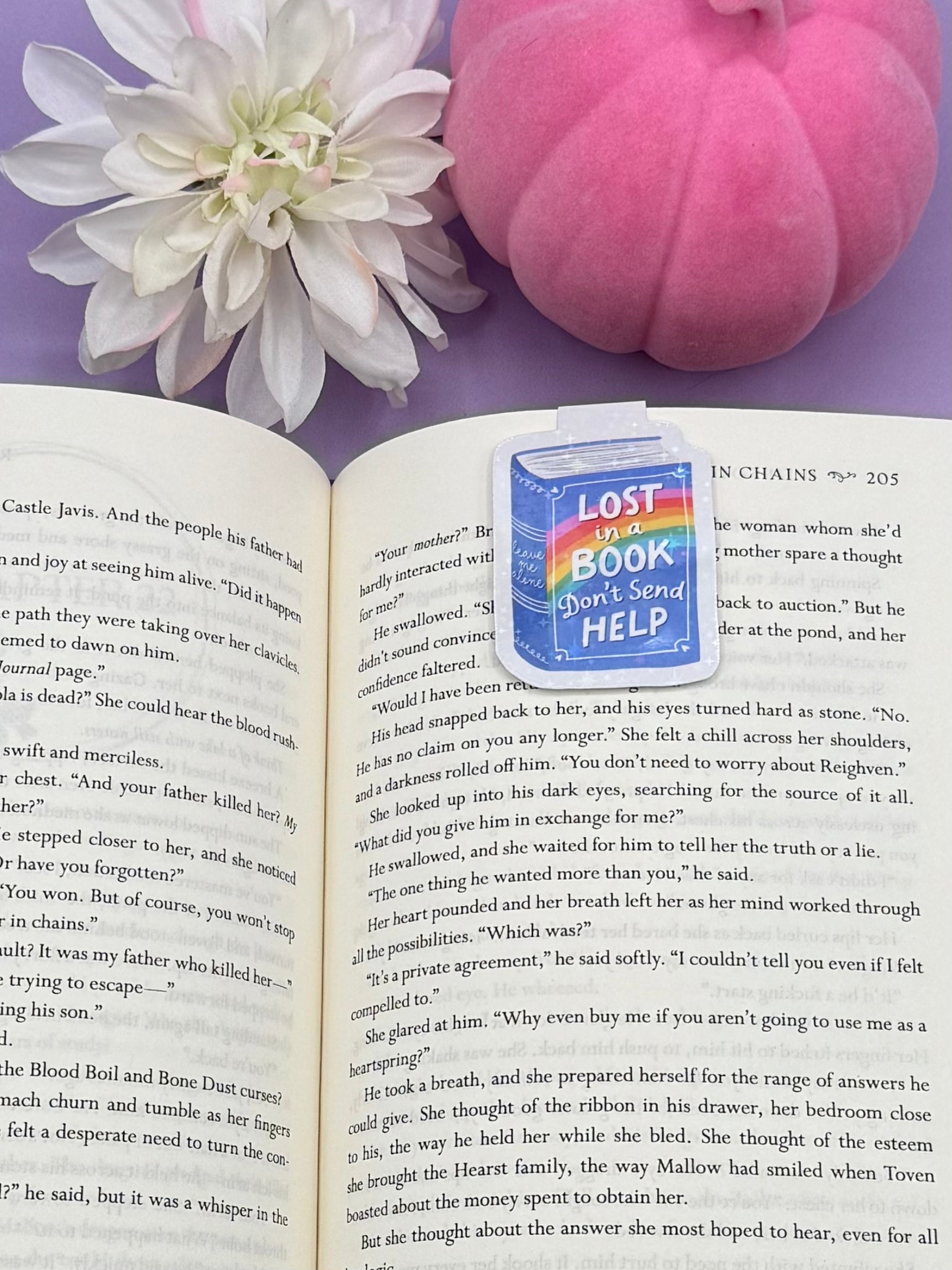 Lost in a Book Don't Send Help Magnetic Bookmark - Art By Taura