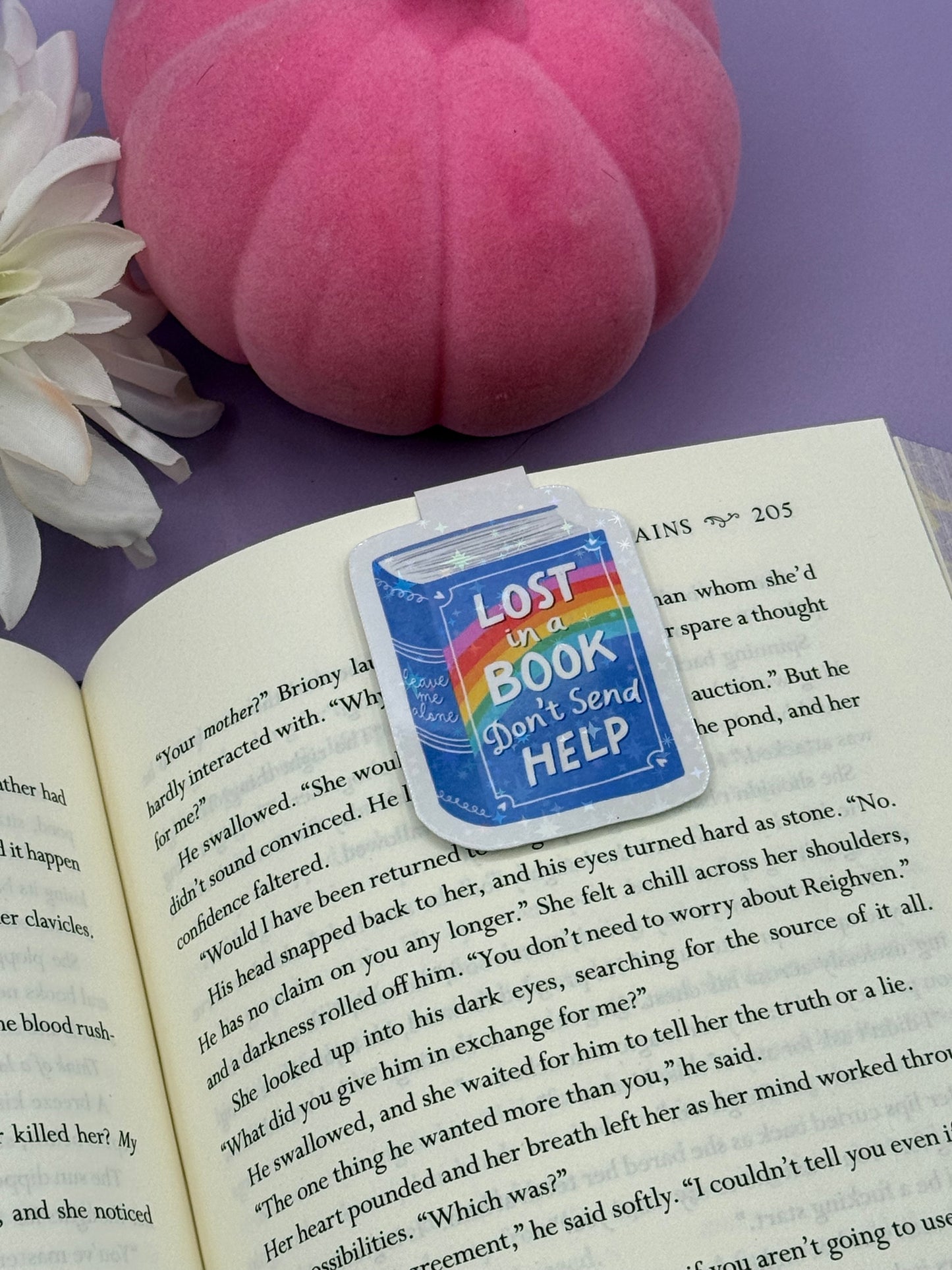 Lost in a Book Don't Send Help Magnetic Bookmark - Art By Taura