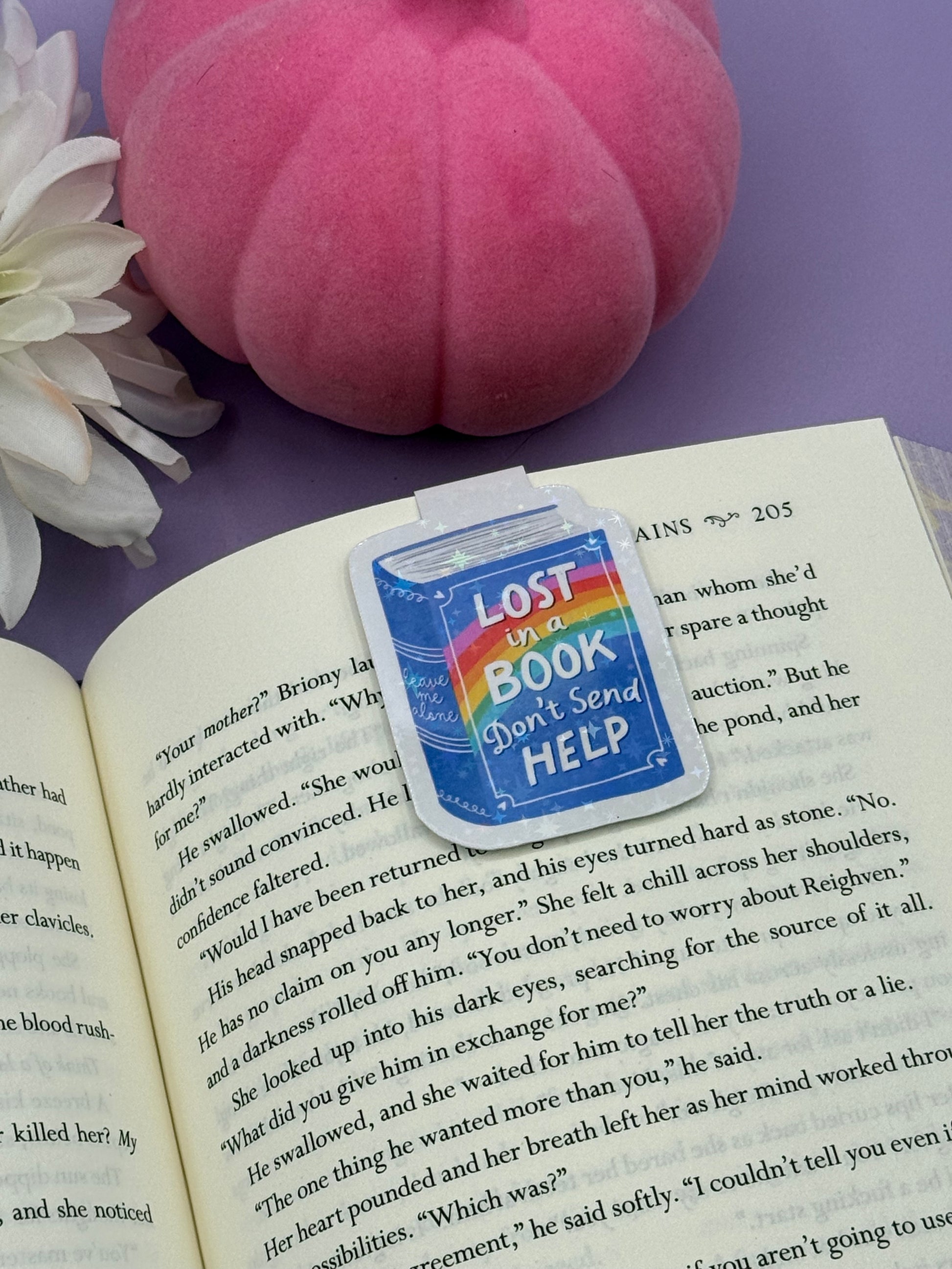 Lost in a Book Don't Send Help Magnetic Bookmark - Art By Taura