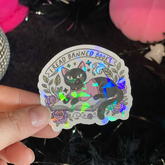 I Read Banned Books Vinyl Sticker - Art By Taura