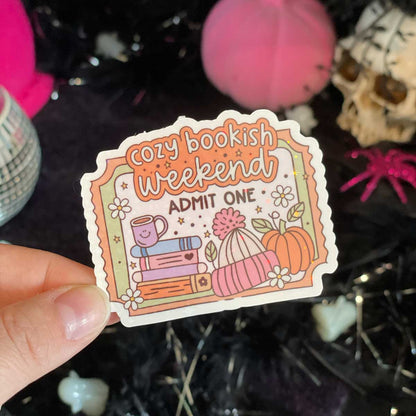 Cozy Bookish Weekend Vinyl Sticker - Art By Taura