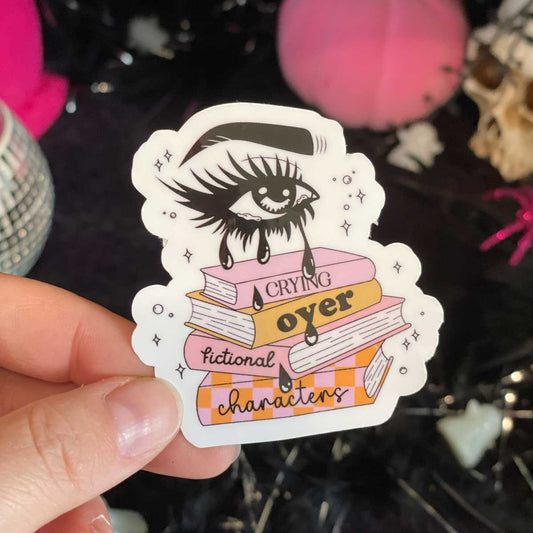 Crying Over Fictional Characters Vinyl Sticker - Art By Taura