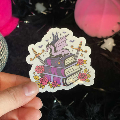 Fantasy Book Lover Vinyl Sticker - Art By Taura