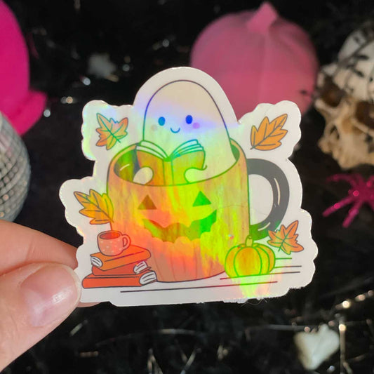 Ghost Reader Vinyl Sticker - Art By Taura