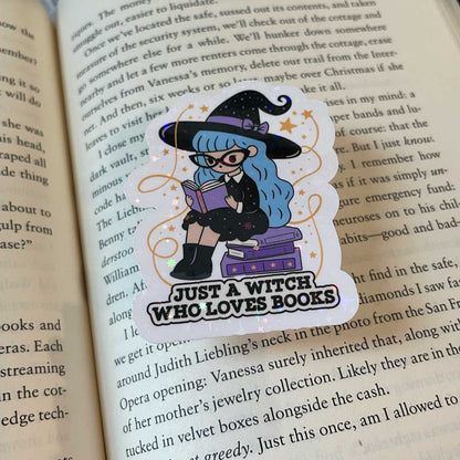 Just A Witch Who Likes Books Vinyl Sticker - Art By Taura
