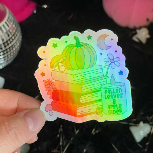 Autumn Candle and Books Vinyl Sticker - Art By Taura