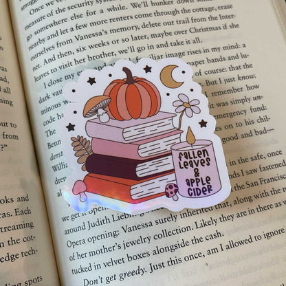 Autumn Candle and Books Vinyl Sticker - Art By Taura