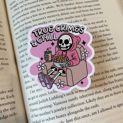 True Crime and Chill Vinyl Sticker - Art By Taura